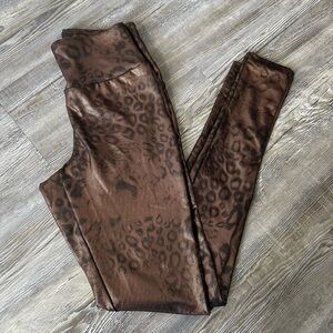 Wild Fable Leopard Print Legging Womens Metallic Bronze Crop Pants Tapered